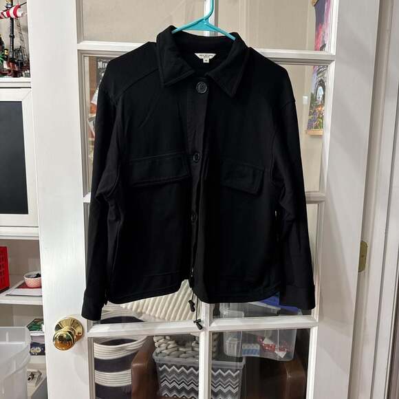 Max Studio Jackets & Blazers - Max Studio Black Button Up Utility Jacket with Pockets - Size XL